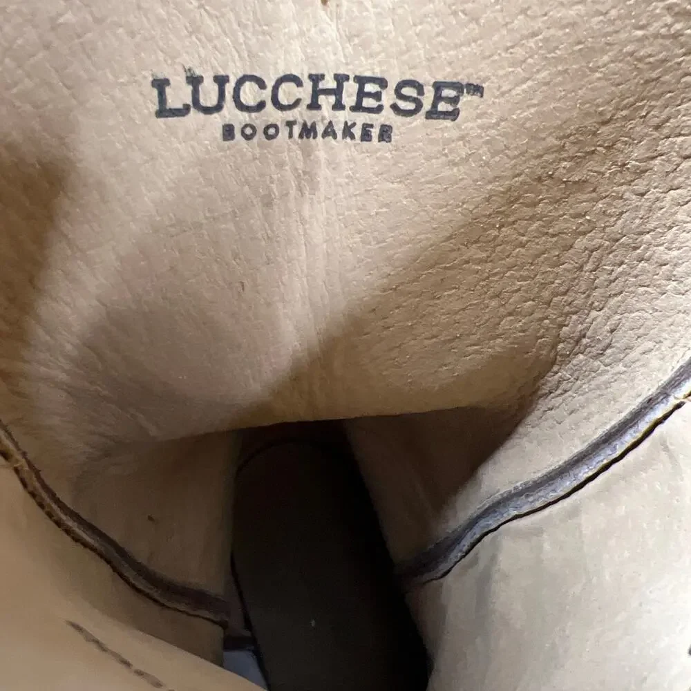 Lucchese Men’s Lewis Mad Gog Goat Tan Leather Cowboy Boot Size US 8.5 D